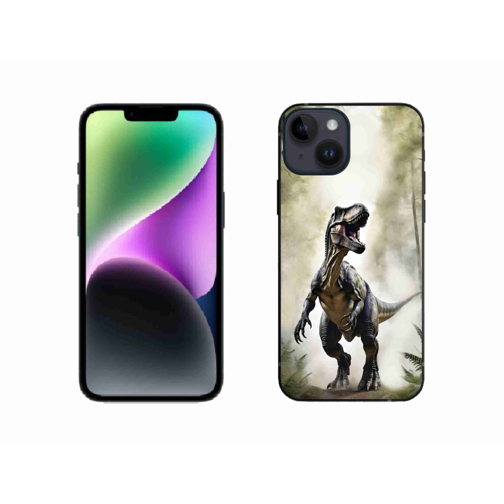 Gelový kryt mmCase na iPhone 14 - naštvaný T-Rex