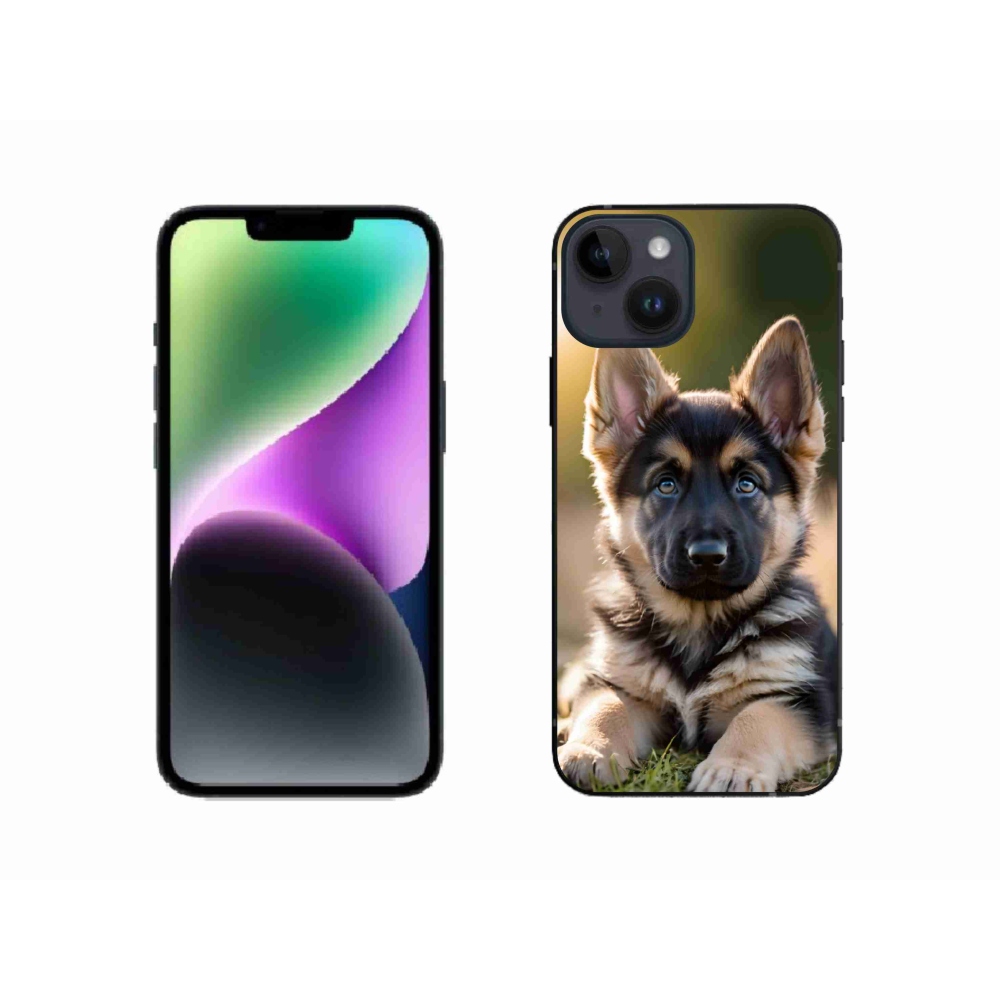 Gelový kryt mmCase na iPhone 14 - německý ovčák v přírodě