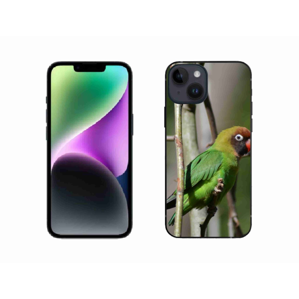 Gelový kryt mmCase na iPhone 14 - papoušek agapornis