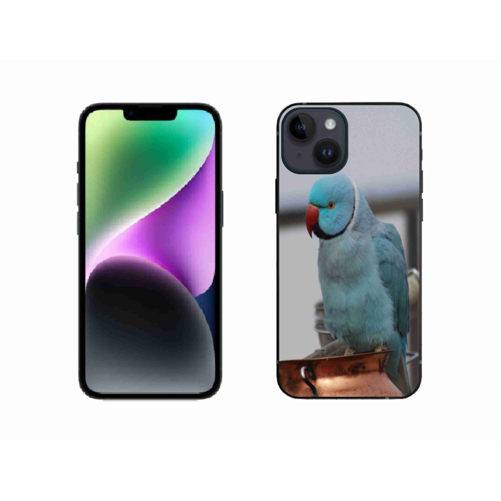 Gelový kryt mmCase na iPhone 14 - papoušek alexandr modrý