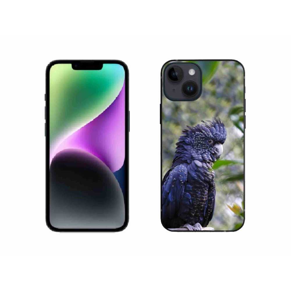 Gelový kryt mmCase na iPhone 14 - papoušek kakadu černý