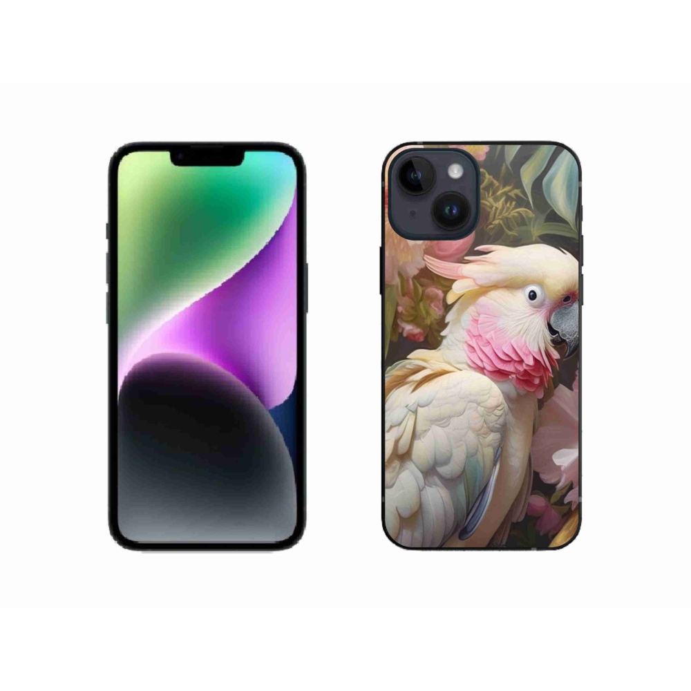 Gelový kryt mmCase na iPhone 14 - papoušek kakadu růžový 2