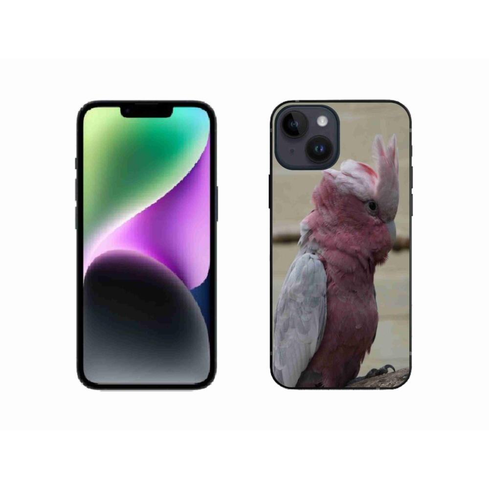 Gelový kryt mmCase na iPhone 14 - papoušek kakadu růžový