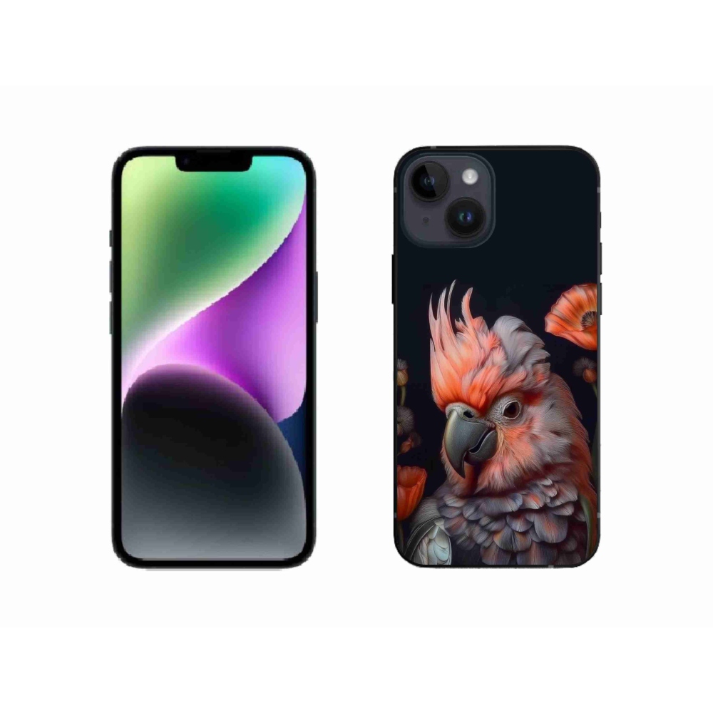 Gelový kryt mmCase na iPhone 14 - papoušek kakadu v barvách