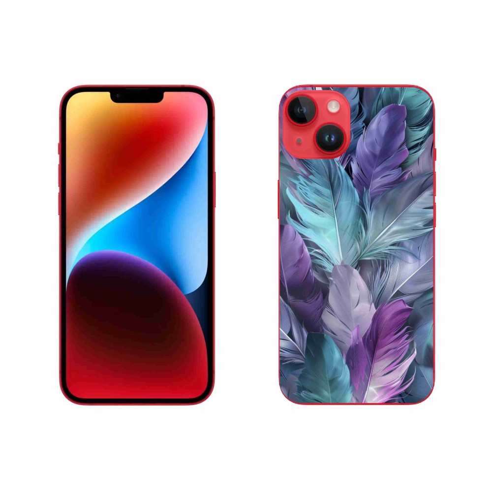 Gelový kryt mmCase na iPhone 14 Plus - barevné peří 2