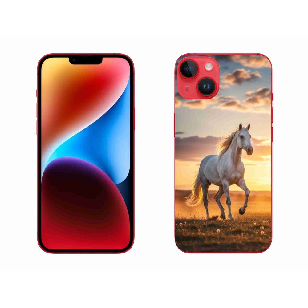 Gelový kryt mmCase na iPhone 14 Plus - běžící bílý kůň 2