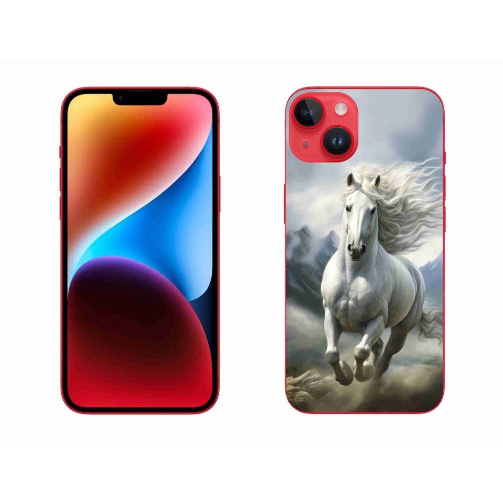 Gelový kryt mmCase na iPhone 14 Plus - běžící bílý kůň 3