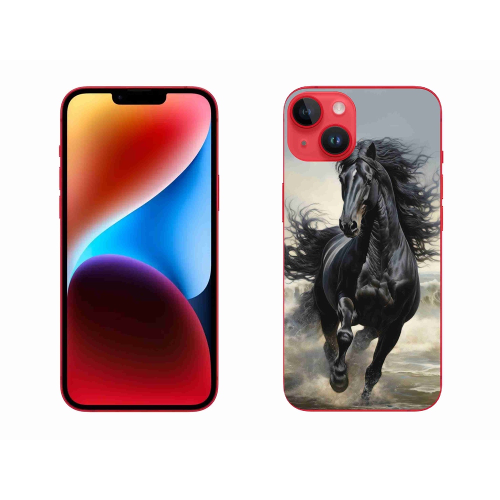 Gelový kryt mmCase na iPhone 14 Plus - běžící černý kůň