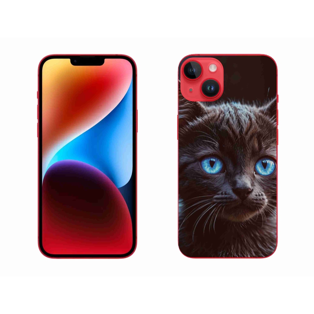 Gelový kryt mmCase na iPhone 14 Plus - černé kotě 2