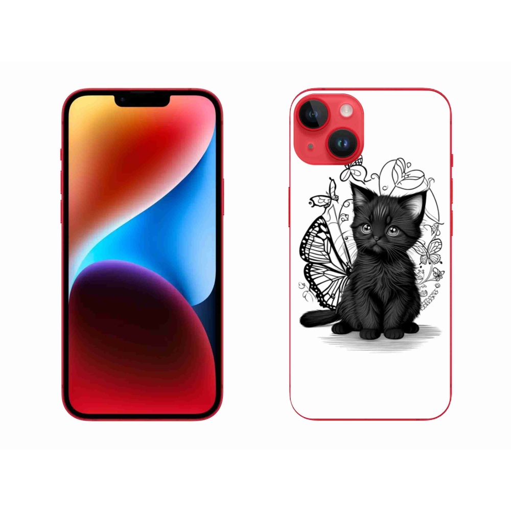 Gelový kryt mmCase na iPhone 14 Plus - černé kotě
