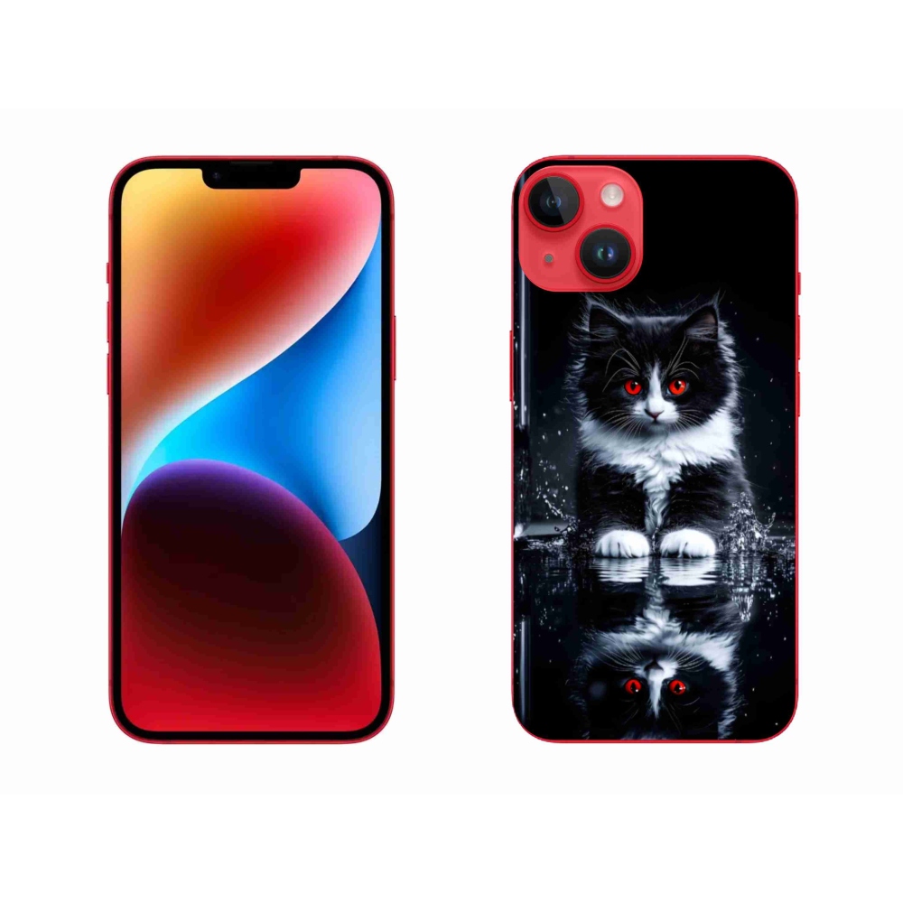 Gelový kryt mmCase na iPhone 14 Plus - černobílé kotě
