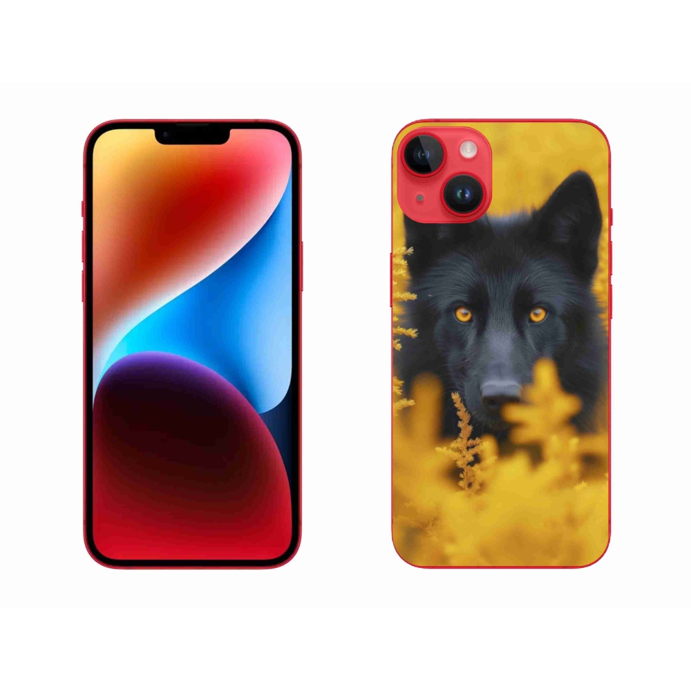 Gelový kryt mmCase na iPhone 14 Plus - černý vlk 2