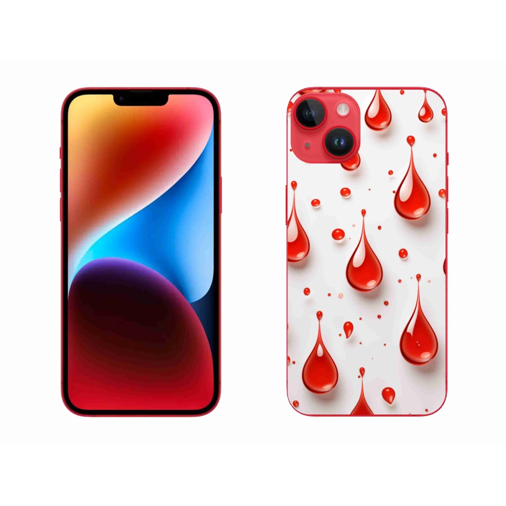 Gelový kryt mmCase na iPhone 14 Plus - červené kapky
