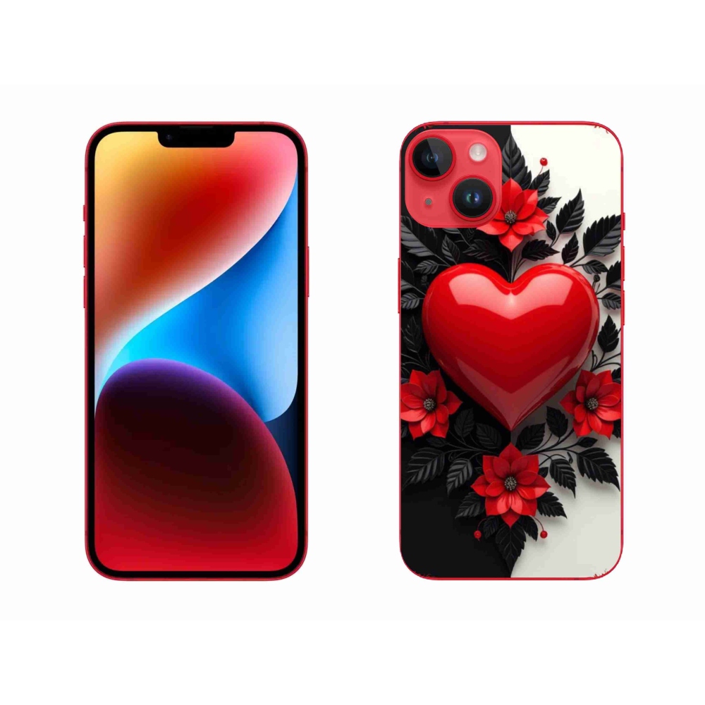 Gelový kryt mmCase na iPhone 14 Plus - červené srdce
