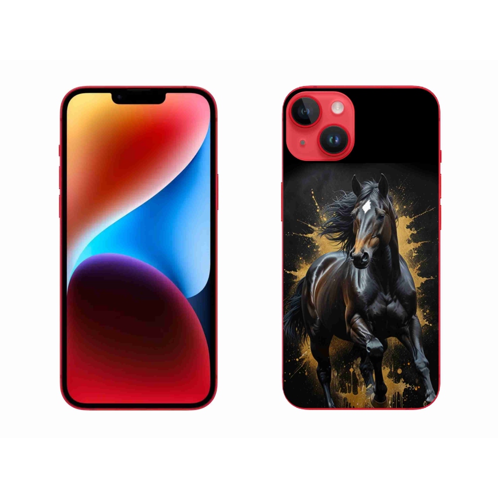 Gelový kryt mmCase na iPhone 14 Plus - elegantní černý hřebec