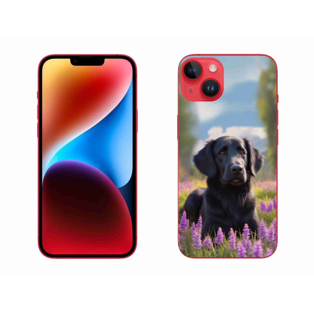 Gelový kryt mmCase na iPhone 14 Plus - elegantní černý retrívr