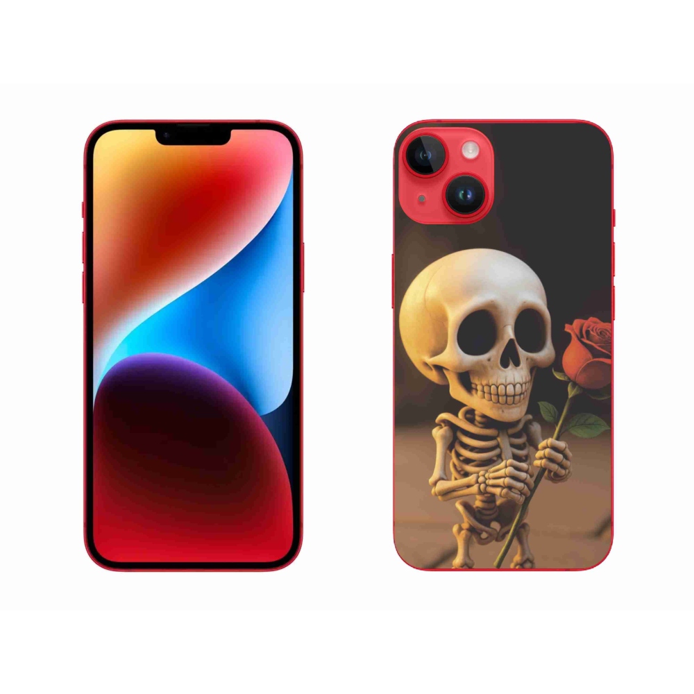 Gelový kryt mmCase na iPhone 14 Plus - kostlivec s růží