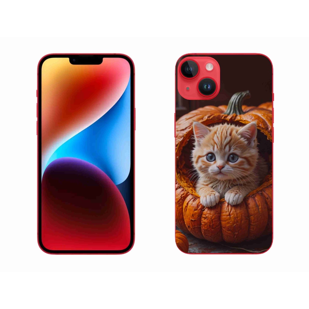 Gelový kryt mmCase na iPhone 14 Plus - kotě a dýně 2