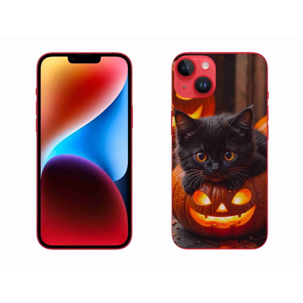 Gelový kryt mmCase na iPhone 14 Plus - kotě a dýně