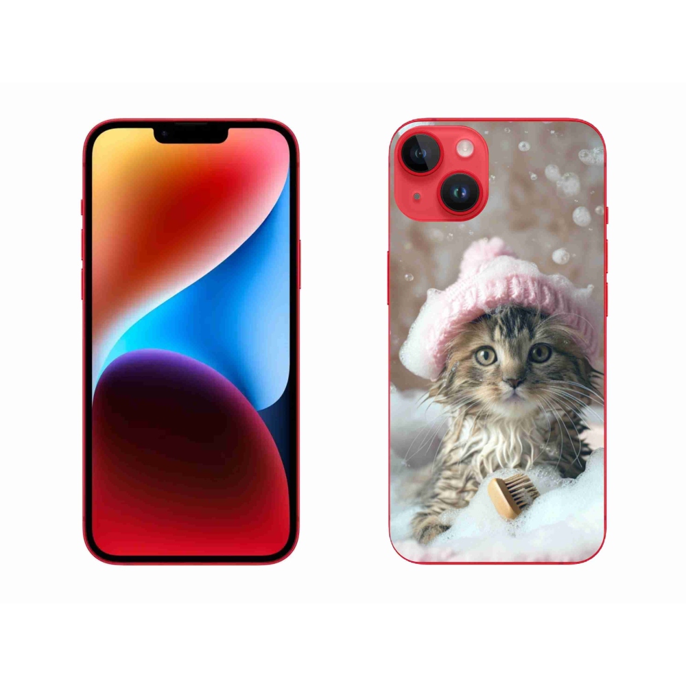 Gelový kryt mmCase na iPhone 14 Plus - kotě a koupel