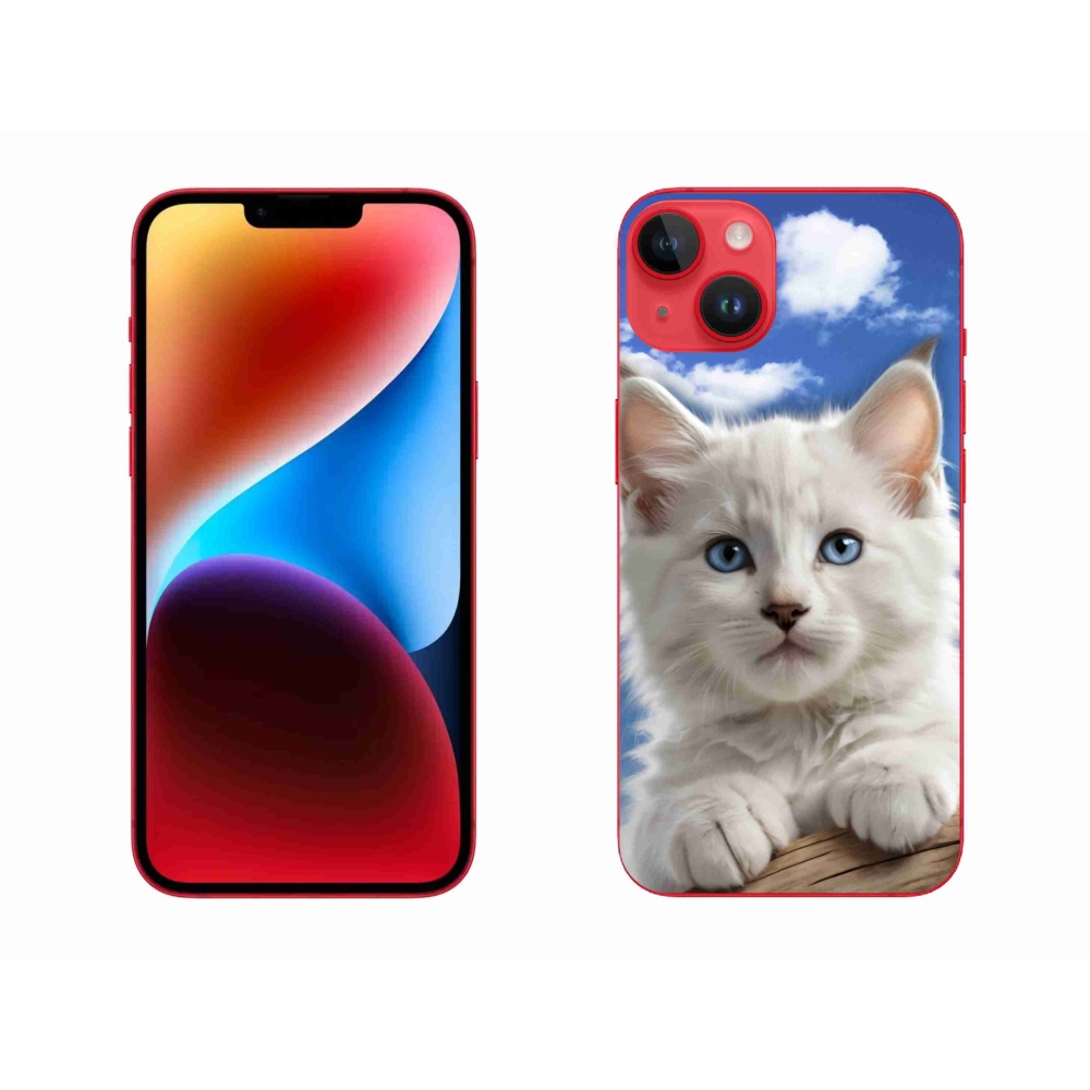 Gelový kryt mmCase na iPhone 14 Plus - kotě a oblaka