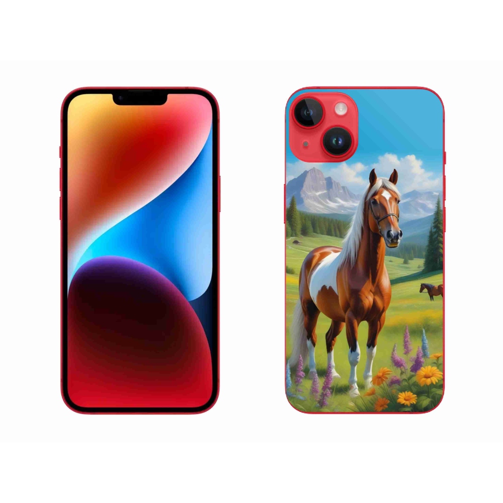 Gelový kryt mmCase na iPhone 14 Plus - kůň na louce