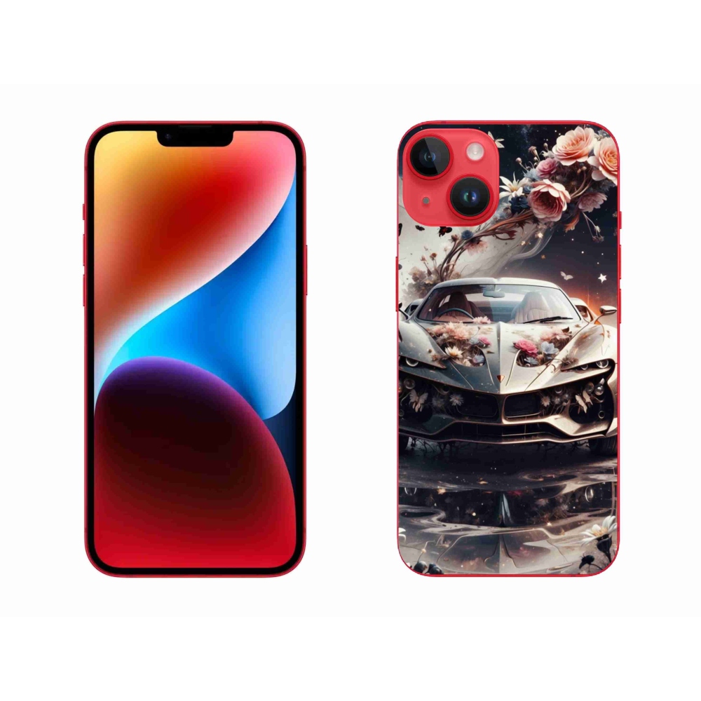 Gelový kryt mmCase na iPhone 14 Plus - květinový sportovní vůz