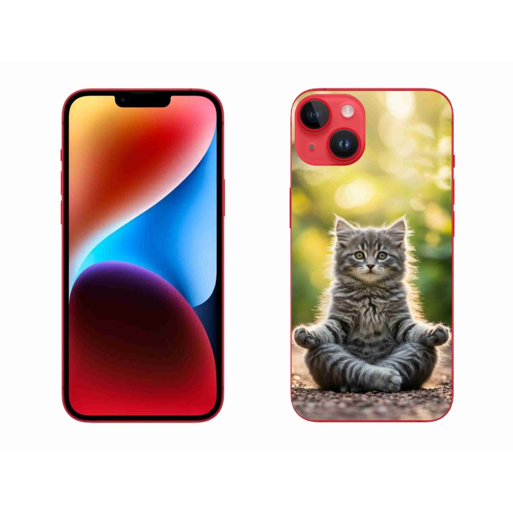 Gelový kryt mmCase na iPhone 14 Plus - meditující kotě
