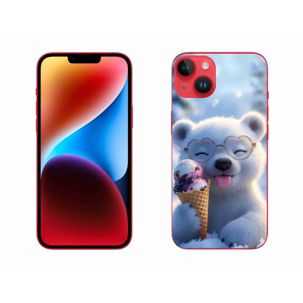 Gelový kryt mmCase na iPhone 14 Plus - medvídek se zmrzlinou