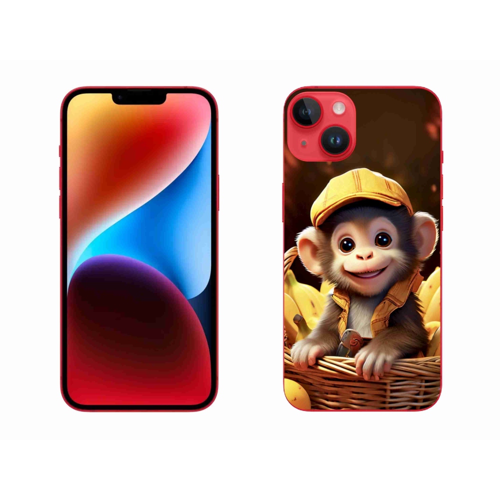 Gelový kryt mmCase na iPhone 14 Plus - opice v košíku