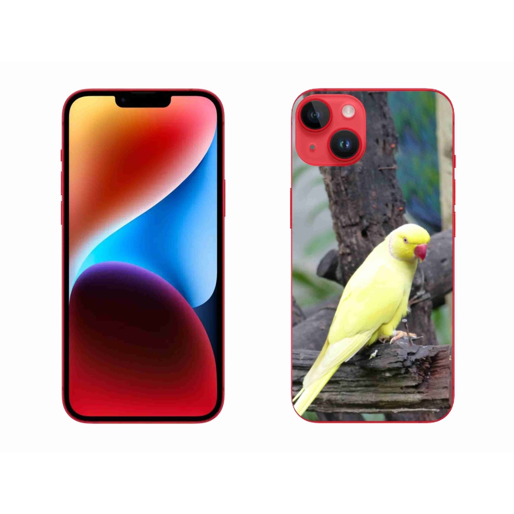 Gelový kryt mmCase na iPhone 14 Plus - papoušek alexandr žlutý