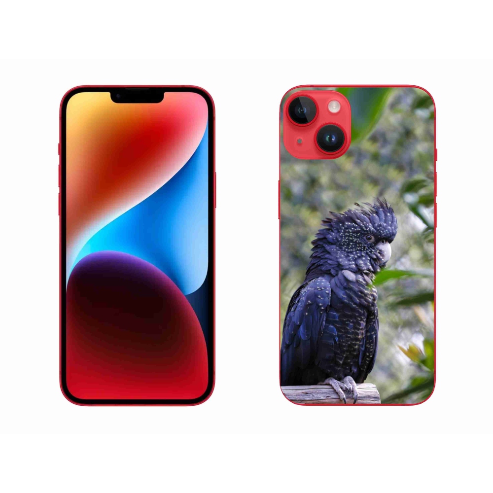 Gelový kryt mmCase na iPhone 14 Plus - papoušek kakadu černý