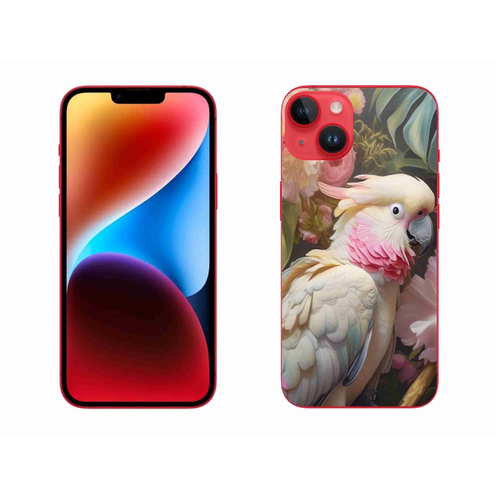 Gelový kryt mmCase na iPhone 14 Plus - papoušek kakadu růžový 2
