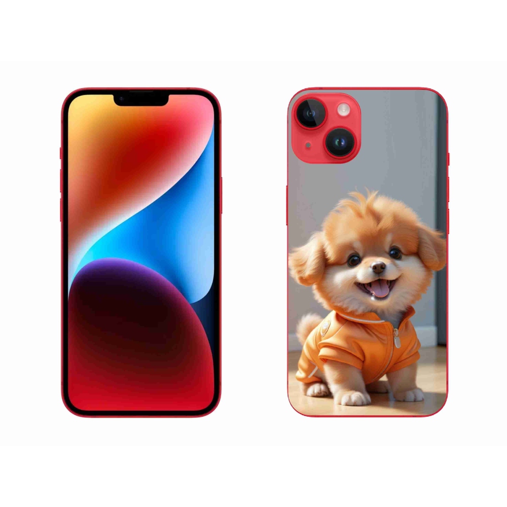Gelový kryt mmCase na iPhone 14 Plus - roztomilý pomeranian v mikině