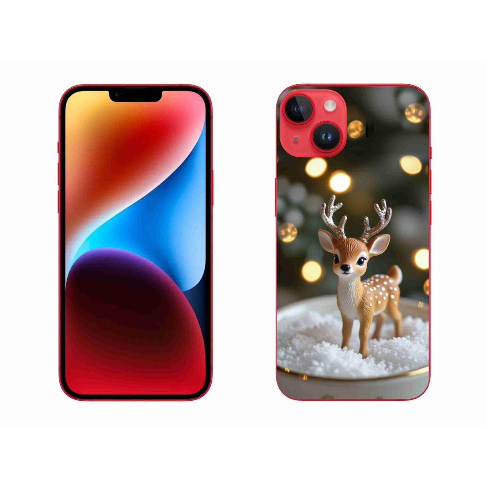 Gelový kryt mmCase na iPhone 14 Plus - roztomilý vánoční jelen