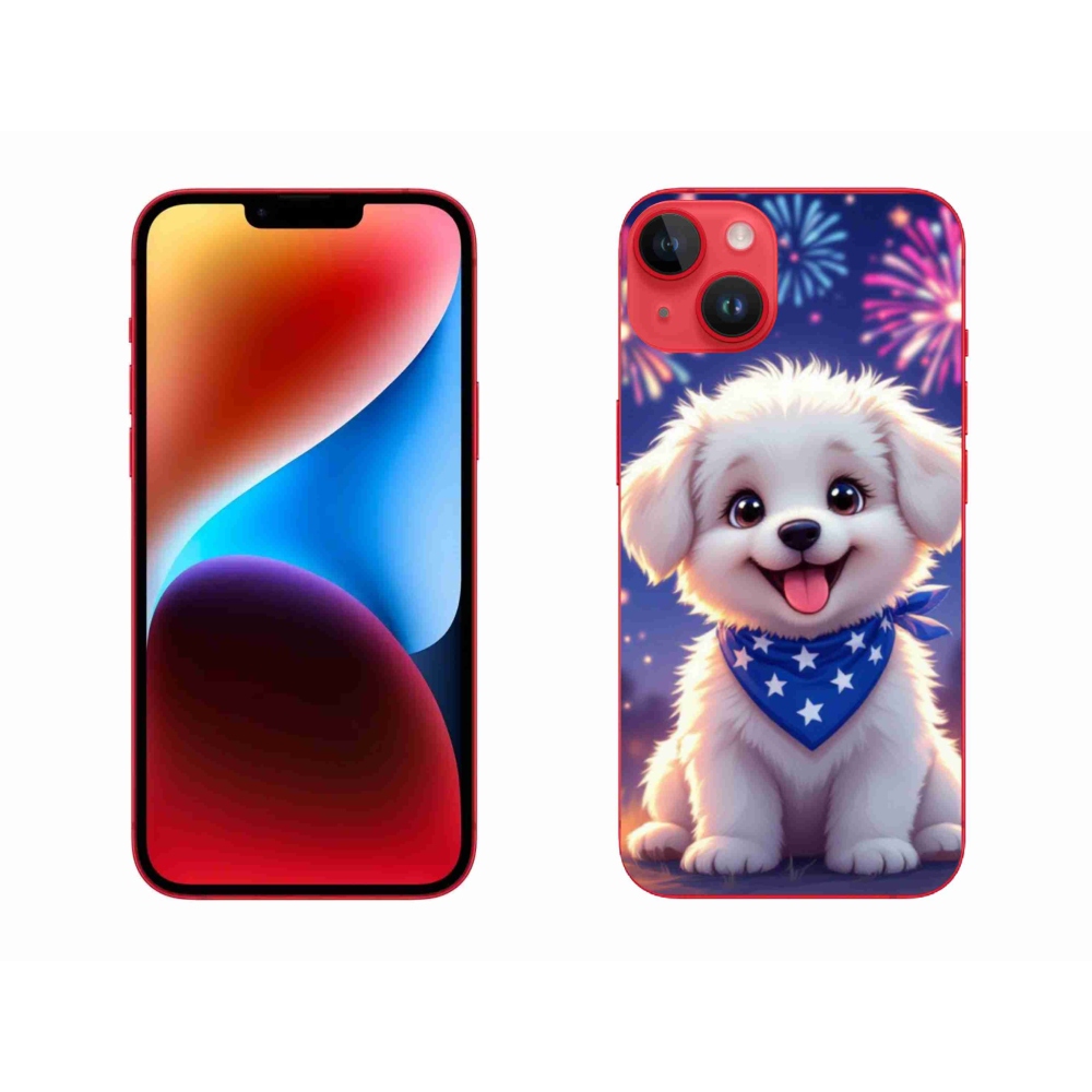 Gelový kryt mmCase na iPhone 14 Plus - slavnostní štěně