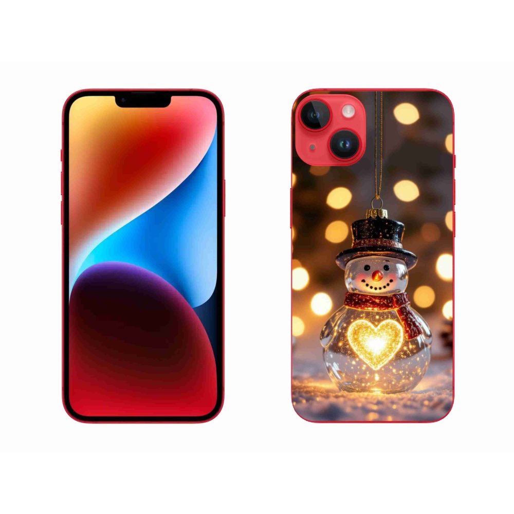 Gelový kryt mmCase na iPhone 14 Plus - svítící vánoční sněhulák