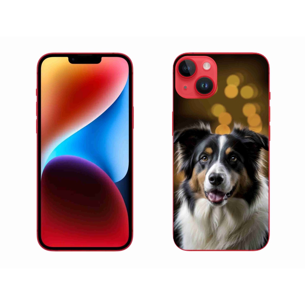 Gelový kryt mmCase na iPhone 14 Plus - usměvavý australský ovčák
