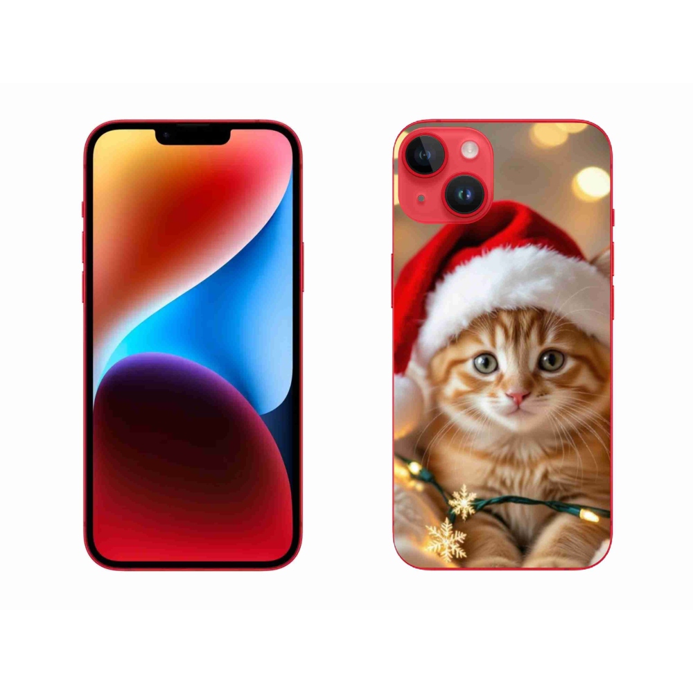 Gelový kryt mmCase na iPhone 14 Plus - vánoční kotě