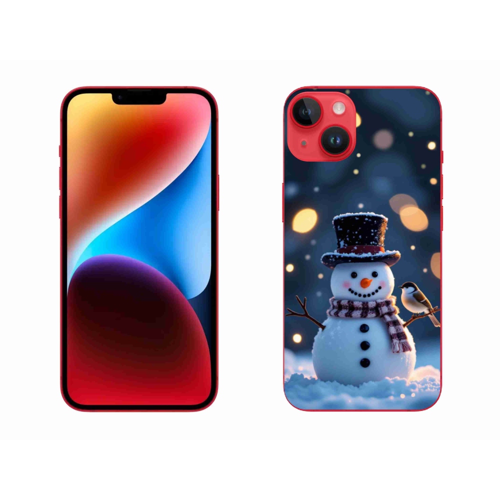Gelový kryt mmCase na iPhone 14 Plus - vánoční sněhulák