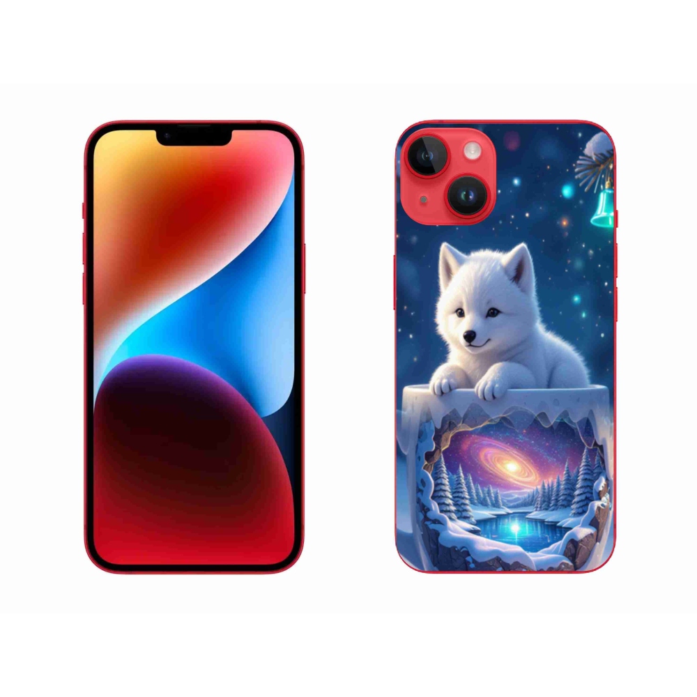 Gelový kryt mmCase na iPhone 14 Plus - vánoční štěně