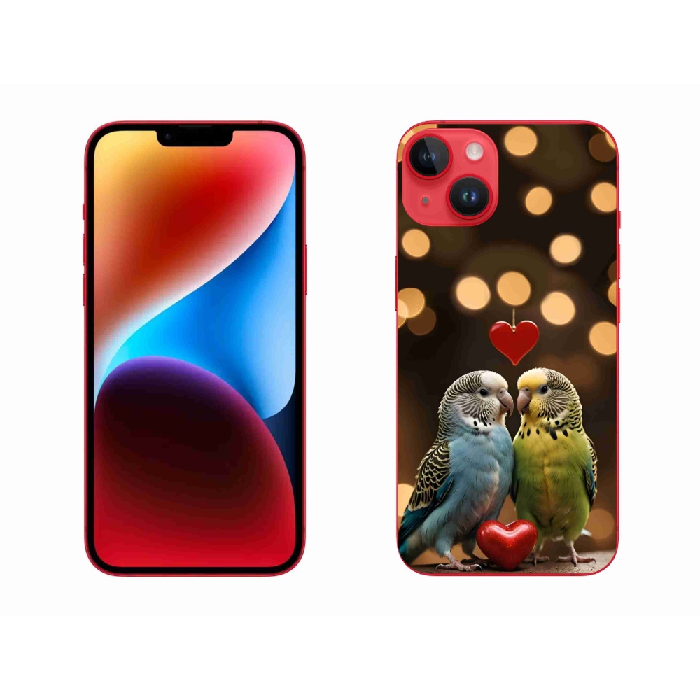 Gelový kryt mmCase na iPhone 14 Plus - zamilovaní papoušci
