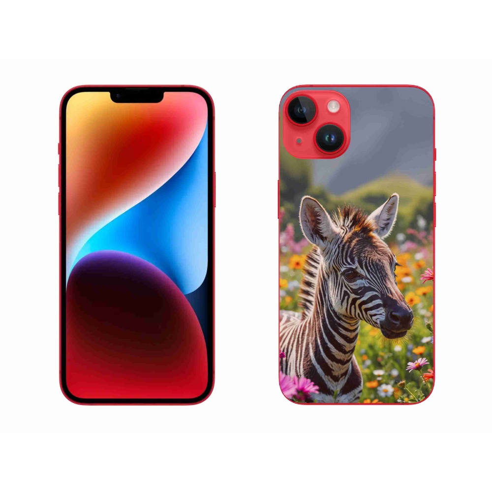Gelový kryt mmCase na iPhone 14 Plus - zebra na louce