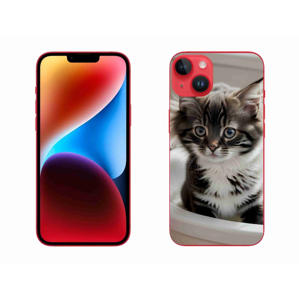 Gelový kryt mmCase na iPhone 14 Plus - zvědavé kotě