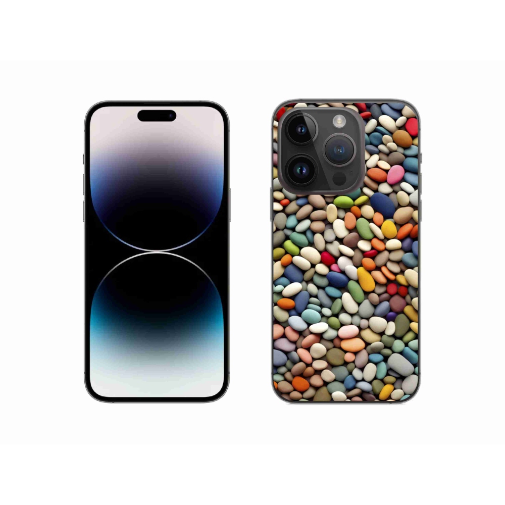 Gelový kryt mmCase na iPhone 14 Pro - barevné kamínky 2