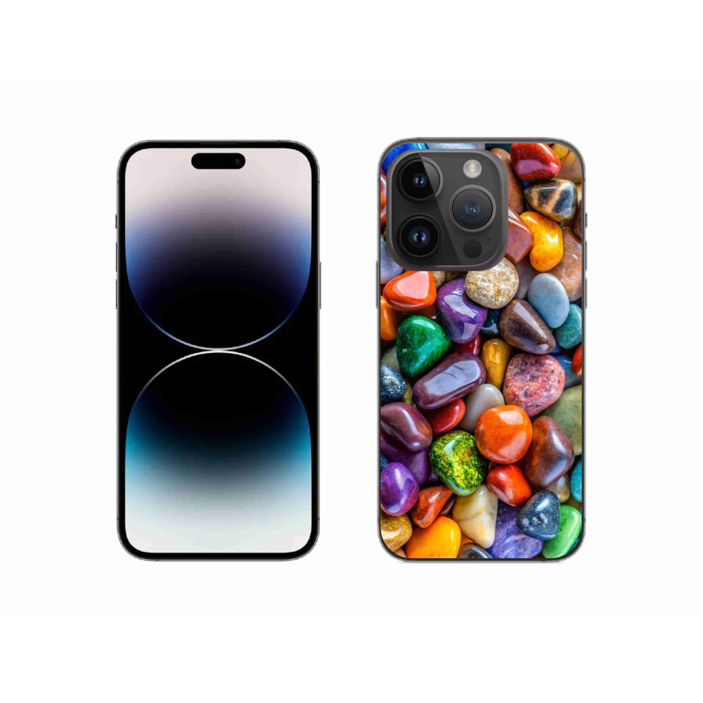Gelový kryt mmCase na iPhone 14 Pro - barevné kamínky