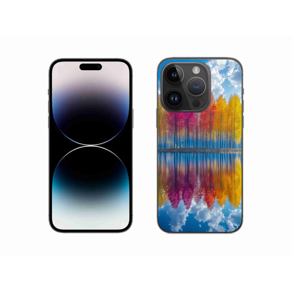 Gelový kryt mmCase na iPhone 14 Pro - barevné stromy
