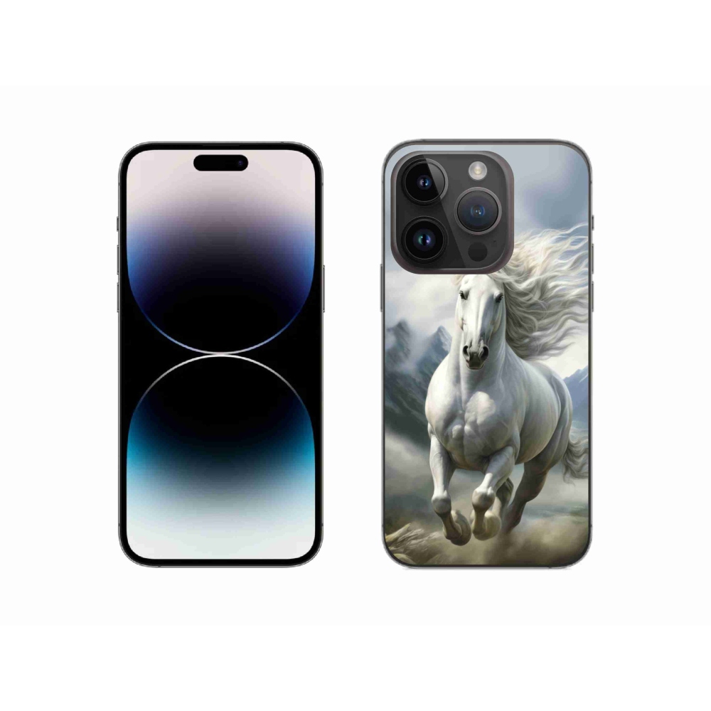 Gelový kryt mmCase na iPhone 14 Pro - běžící bílý kůň 3