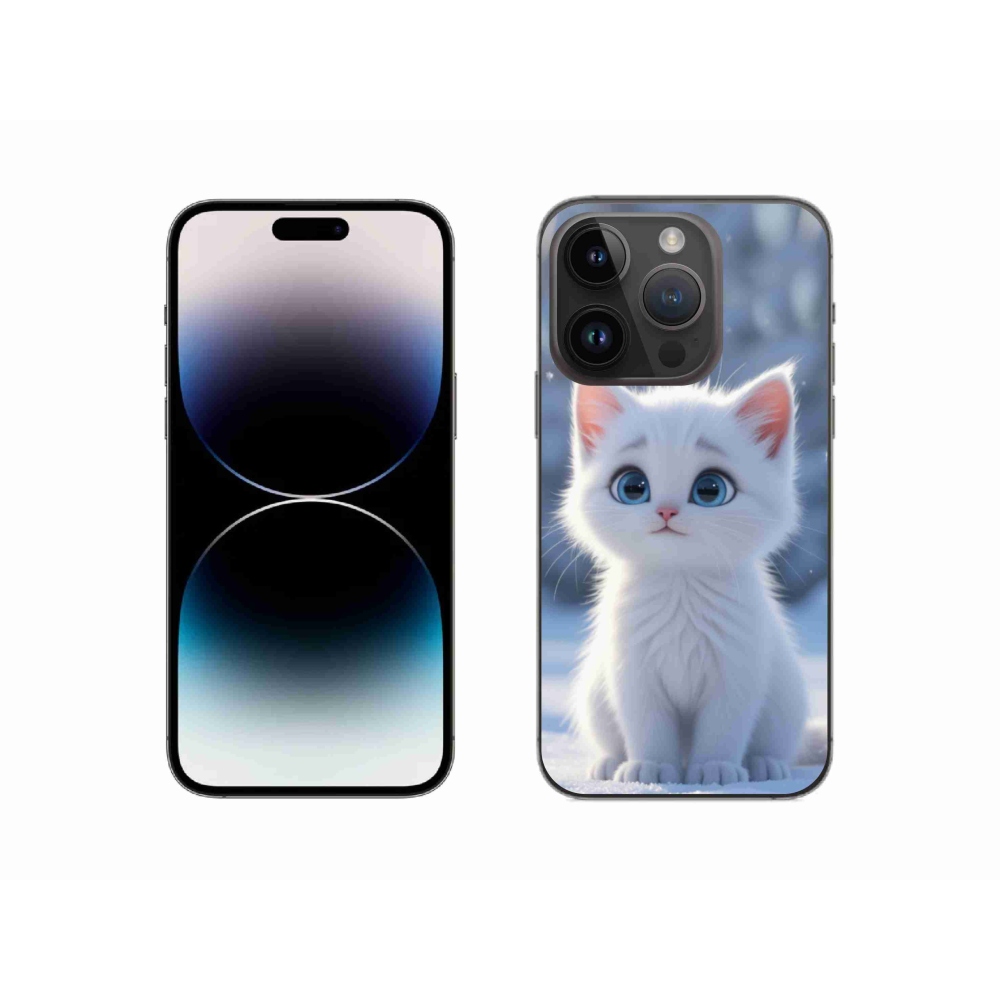 Gelový kryt mmCase na iPhone 14 Pro - bílé kotě 3