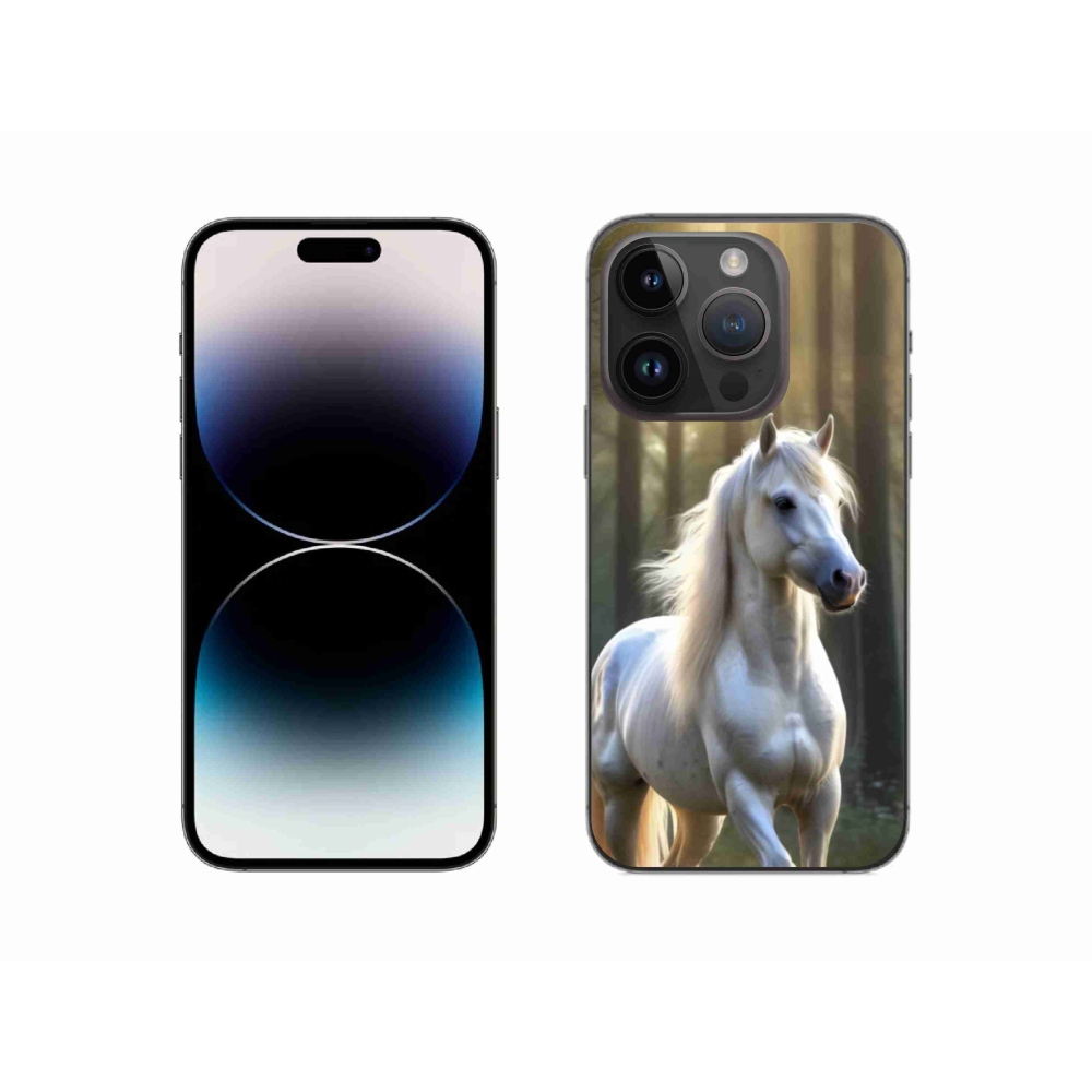 Gelový kryt mmCase na iPhone 14 Pro - bílý kůň 3